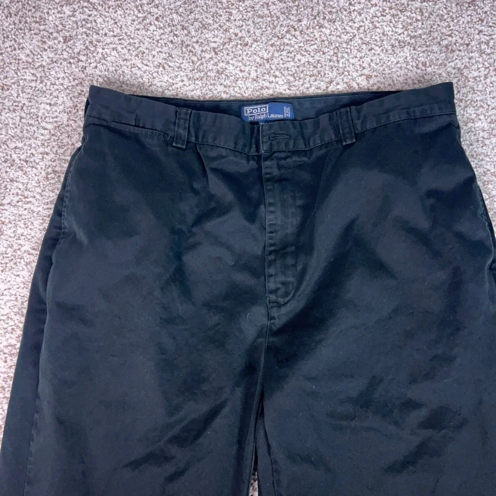 Polo Ralph Lauren Pants Mens 38x32 Black Philip Casual Cotton Chino Trousers